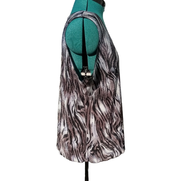 Carolyn Strauss Tiger Print Camisole Black Brown Gray and Tan Tiger Stripe XL - Picture 2 of 12